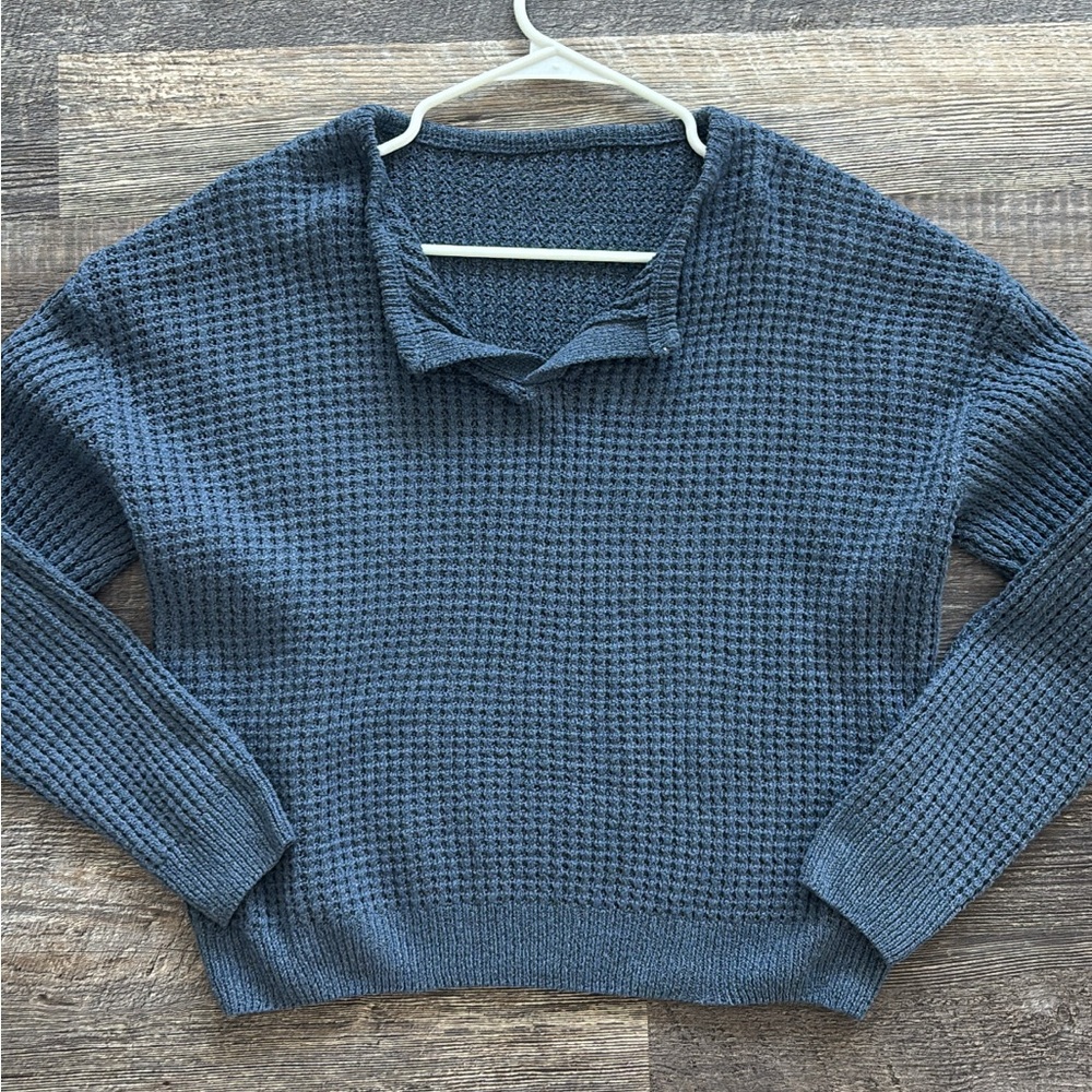 SHEIN Heather Blue Knit Sweater